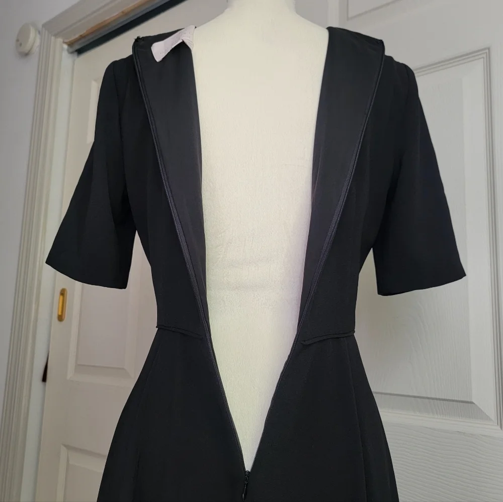 Gal Meets Glam Edith City‎ Crepe Fit & Flare Classic Black Midi Dress Size 6